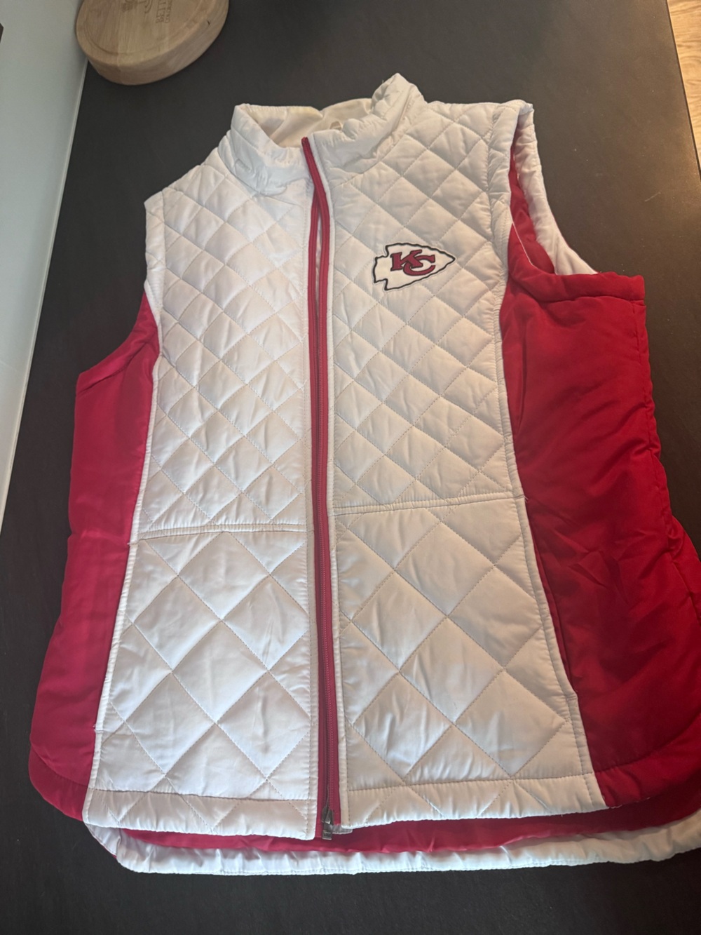 Kansas City Chiefs NFL Red and White Quilted Team Puffer Vest
